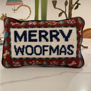Furbush Studio needlepoint pillow  - Merry Woofmas 16x11 🐕